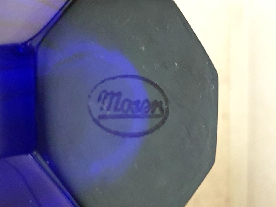 Rara antiga jarra em vidro MOSER bohemia  azul cobalto com ouro