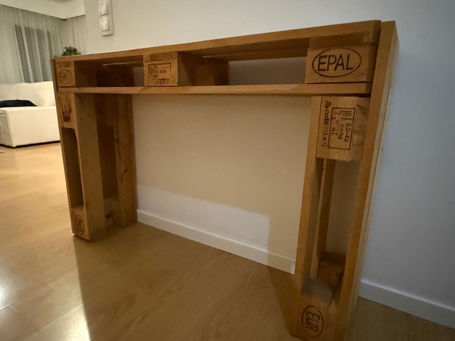 Consola de entrada em madeira maciça – estilo natural / industrial