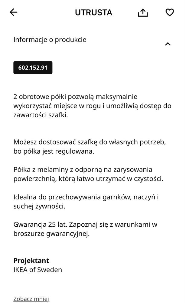 Karuzela do szafki narożnej Utrusta, Ikea