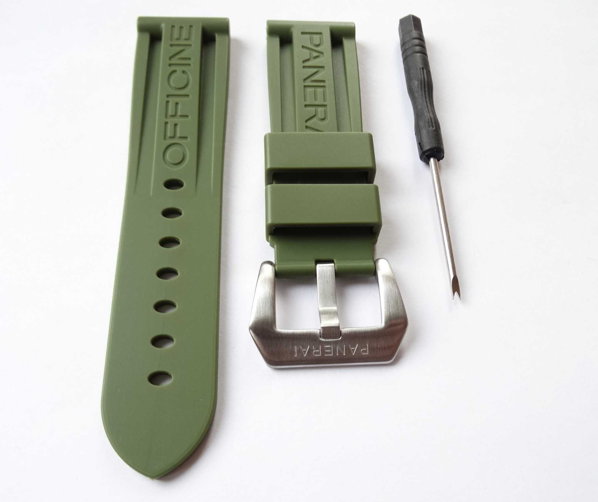 Zielony silikonowy pasek 24mm do zegarka Panerai PAM gumowy klamra