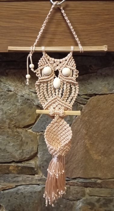 Coruja com ninho em macramé