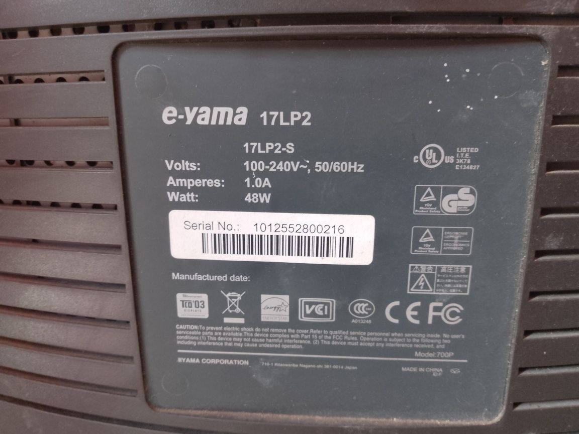 2x Monitor NEC MultiSync1810 LA-1831JMW STAN NIEZNANY, e-yama 17LP2