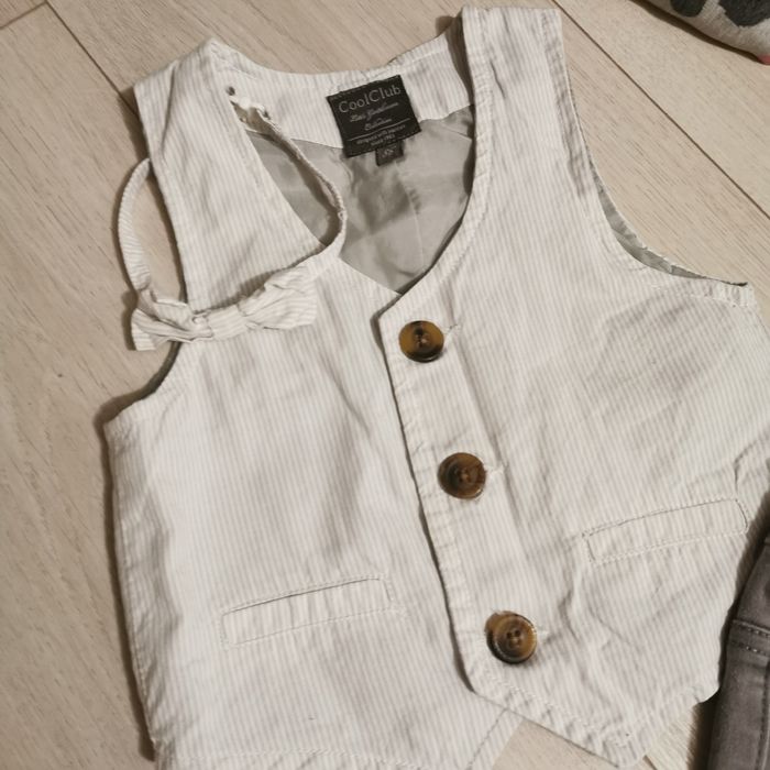 Elegancki zestaw spodnie szelki koszula kamizelka święta uroczystość r