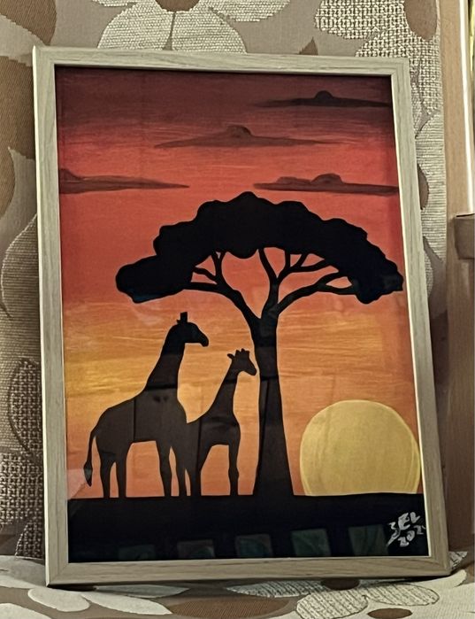Afrykański obraz z Ghany sygnatura 3EL