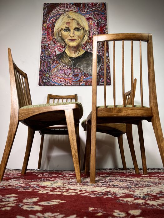 Krzesła PRL R. Hałas 200-157 szczeble buk mat vintage