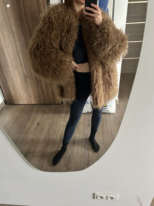 Lumina sztuczne futro futerko plaszcz beżowe camel one size