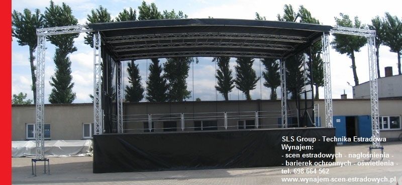 Wynajem scen, nagłośnienia, oświetlenia, barierek ochronnych