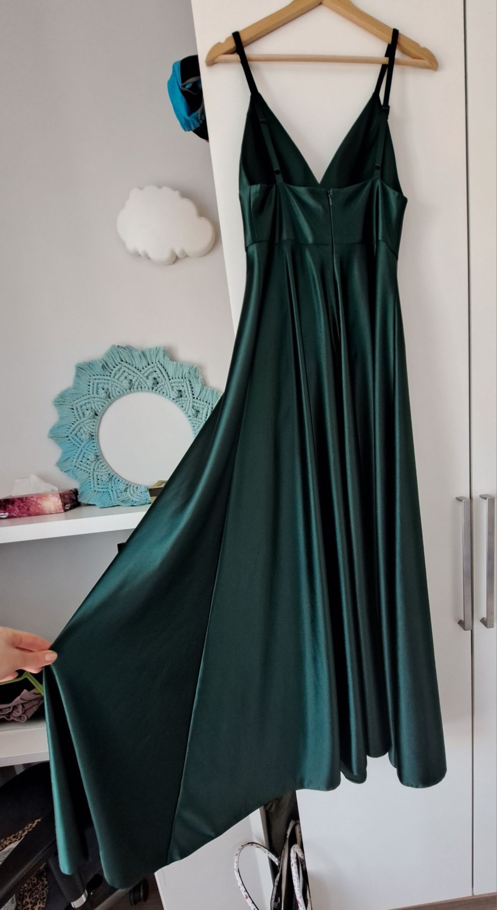 Długa sukienka butelkowa zieleń M