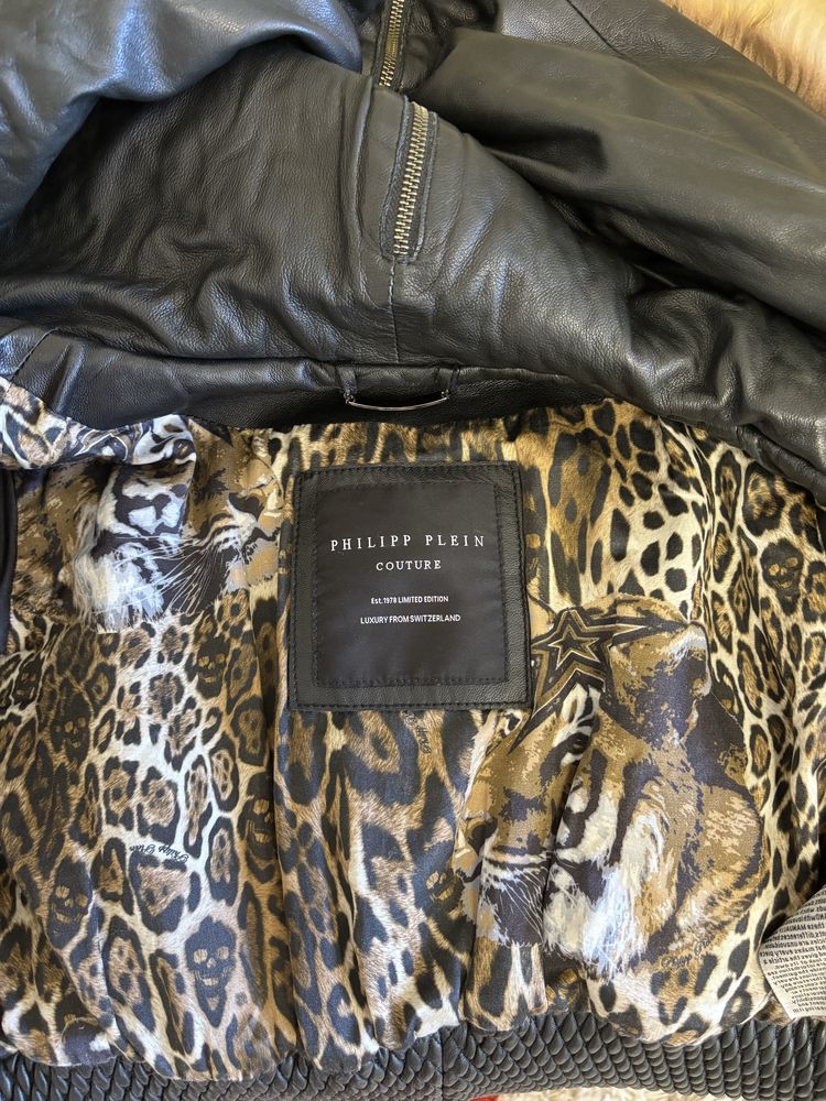 Жіноча шкіряна куртка Philipp Plein з хутром, оригінал, розмір s