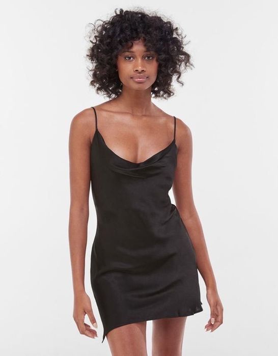 Чорна сатинова сукня міні S