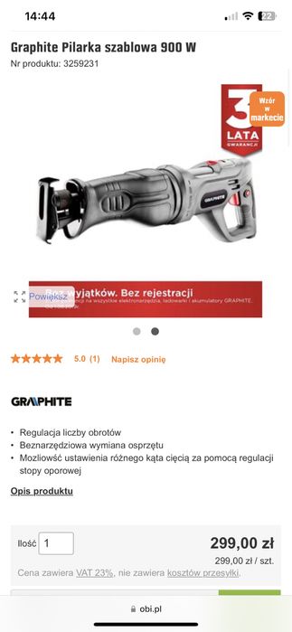 Graphite Pilarka szablowa 900 W