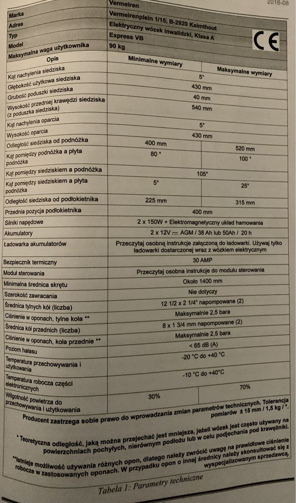 Wózek inwalidzki elektryczny Vermeiren