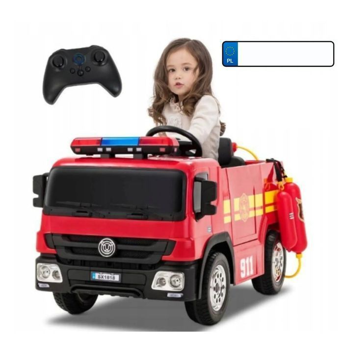 Duży Wóz Strażacki Na Akumulator Dla Dzieci. Gratisy!! Autko Na 1-7Lat