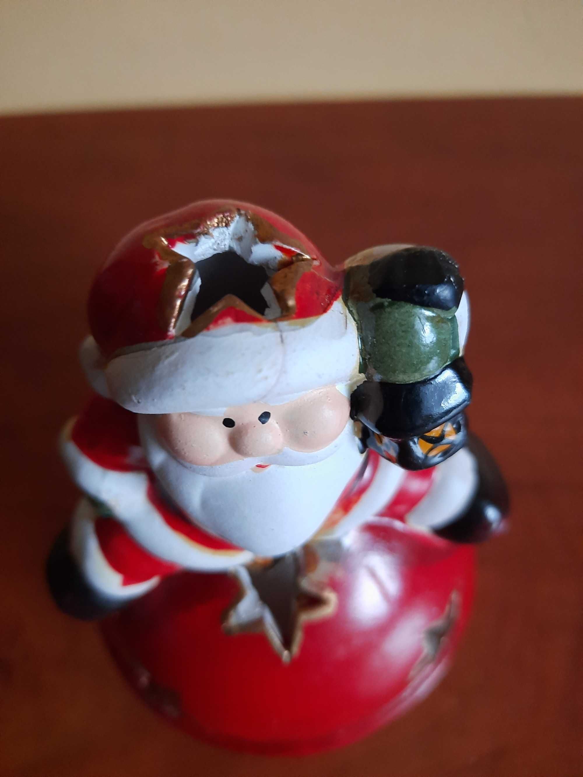 świecznik ceramiczny na tealighty z Mikołajem, Boże Narodzenie