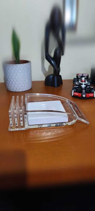 Desk Set Acrílico com 200 folhas / Suporte Cartões e Cartas