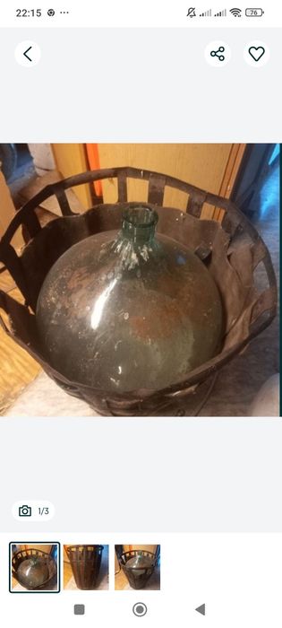 Gąsior butla balon na wino z koszem około 60 l