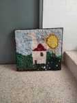 Quadro grande feito á mão em lá 60 cm por 55