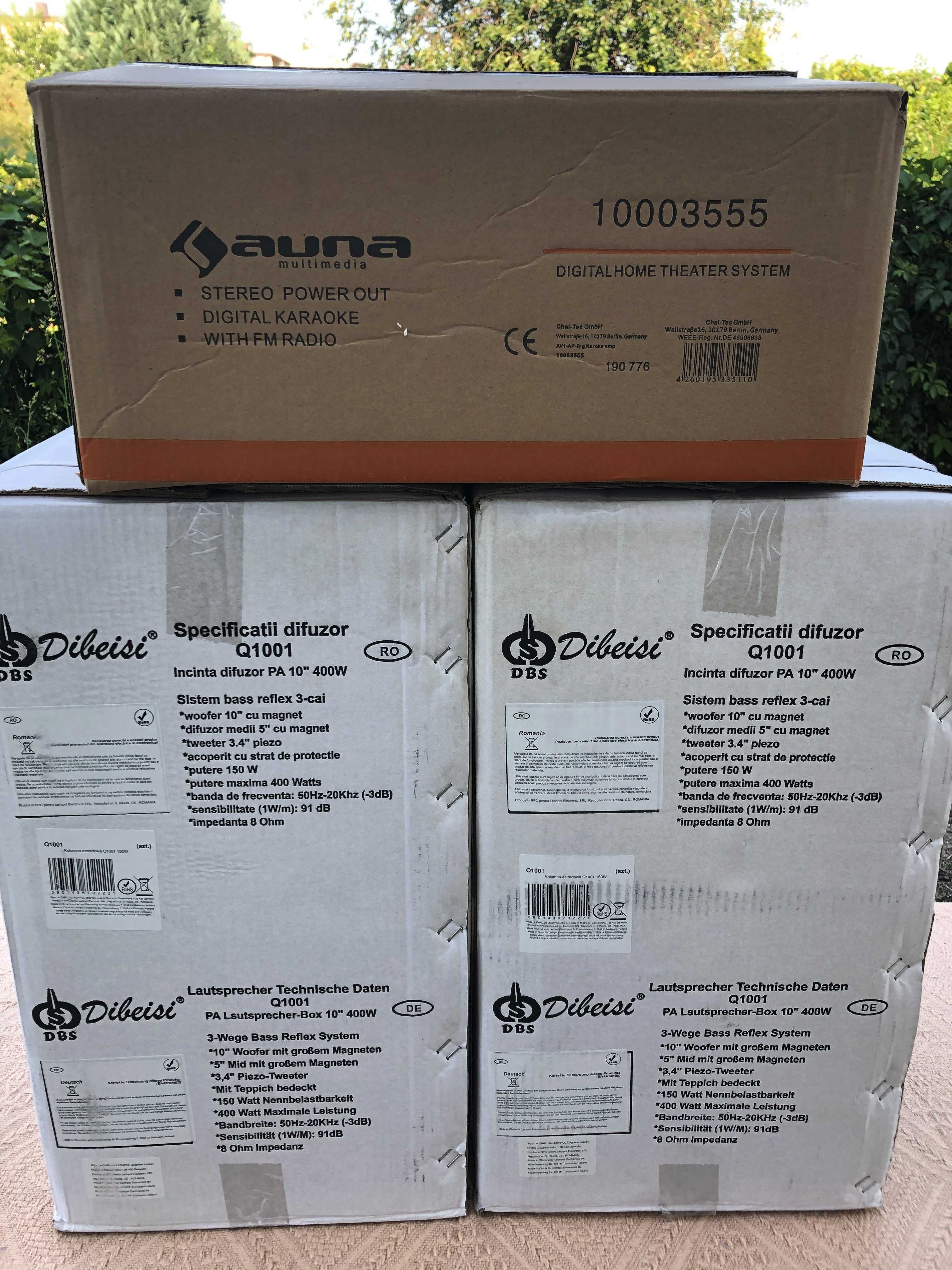 Kolumny estradowe Dibeisi Q1001 + wzmacniacz Auna AMP-Pro1-Sing