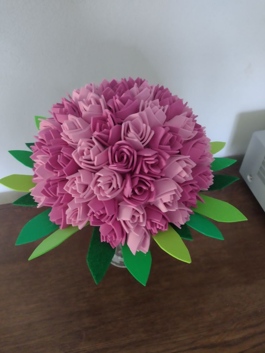 Sztuczne kwiaty, Bukiet w kolorze różowym Ozdoba z pianki