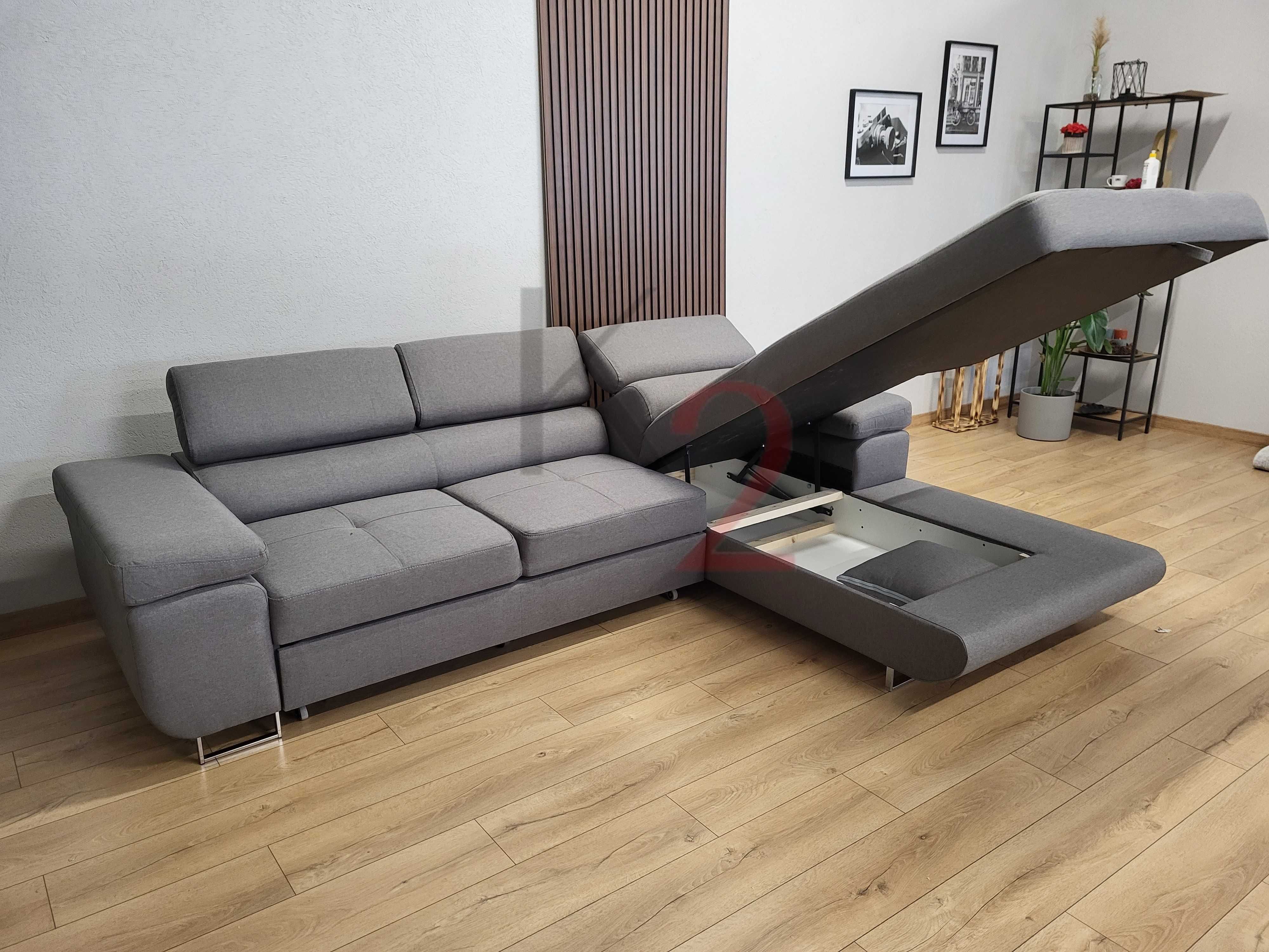 Narożnik ALEX regulowane zagłówki ROGÓWKA sofa kanapa pojemnik +GRATIS