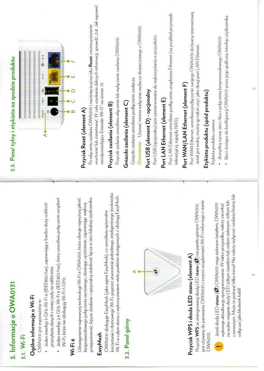 Easy mesh WiFi6 extender OWA0131KLN, przedłużacz WIFI