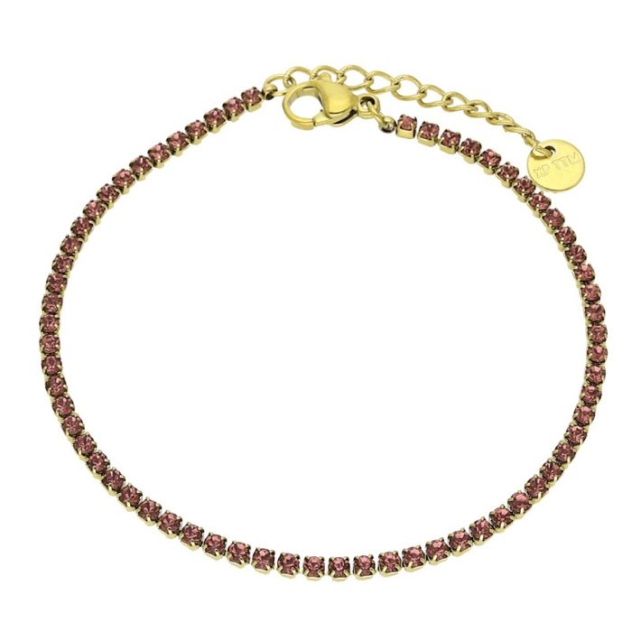 Bransoletka złota Ametystowe brylanciki17+3cm stal chirurgiczna BM11