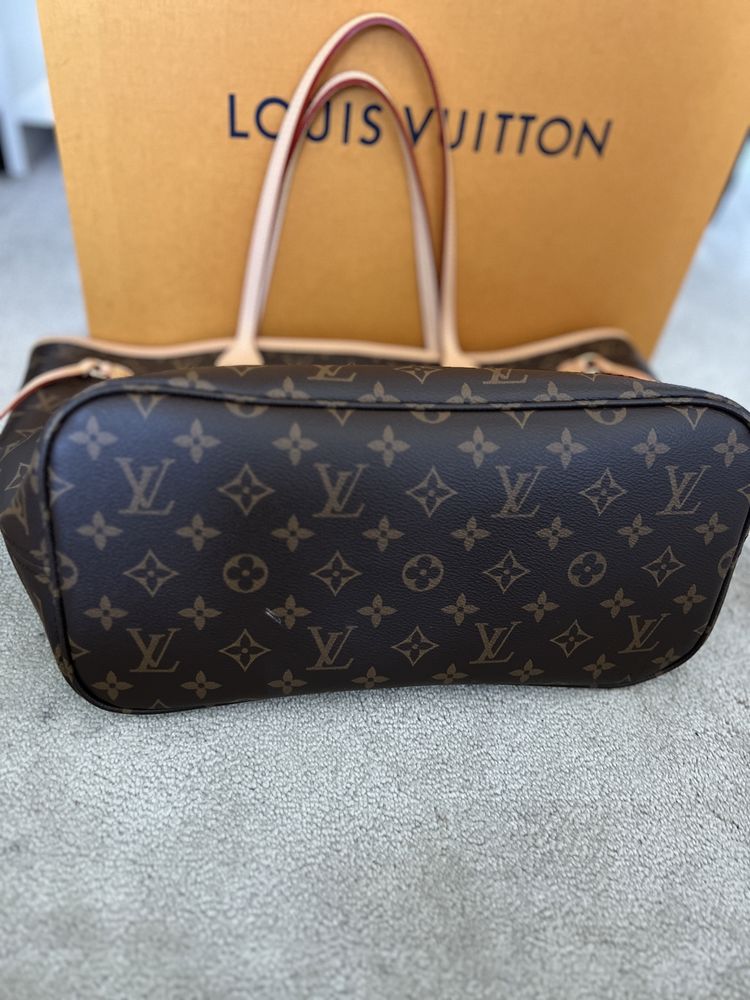 Louis Vuitton Neverfull MM z pochette czerwona oryginał