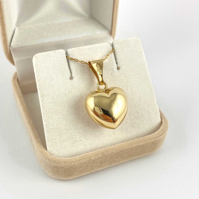 Efektowna ZŁOTA zawieszka SERCE zdobione PRÓBA 585 (14K)