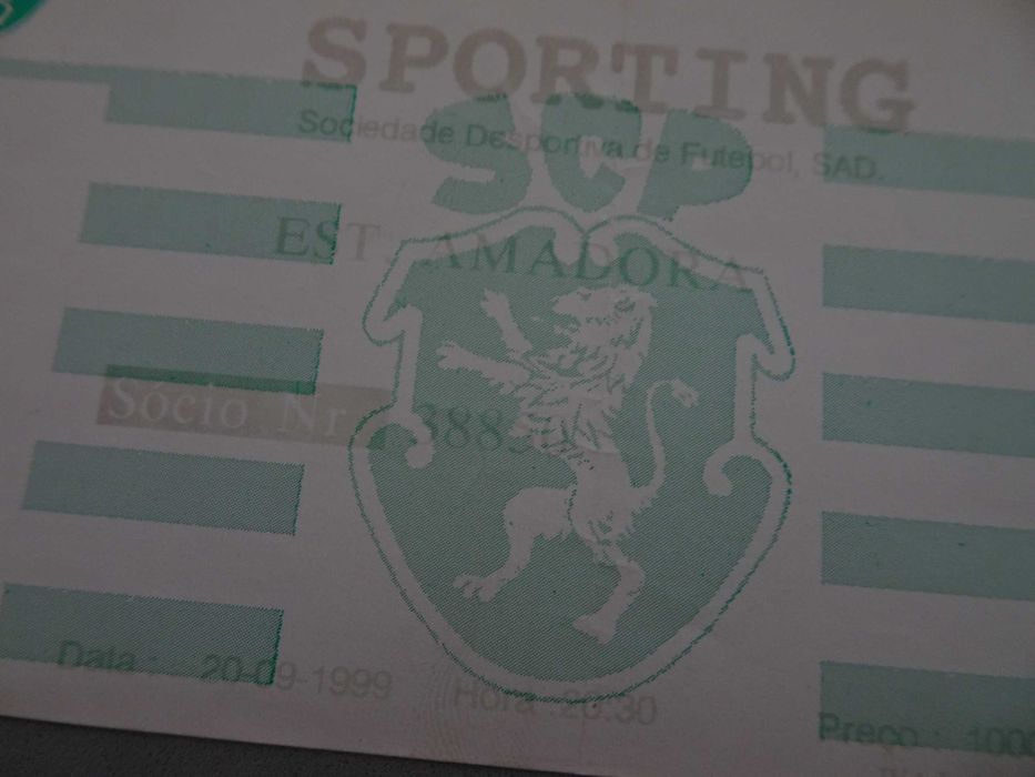 Bilhete Futebol Sporting Est. Amadora 20 setembro 1999