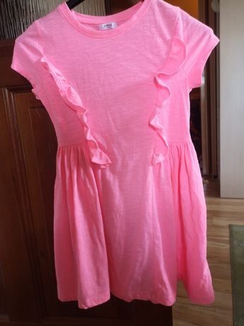 Sukienka z falbankami, śliczny kolor, rozm. 134cm