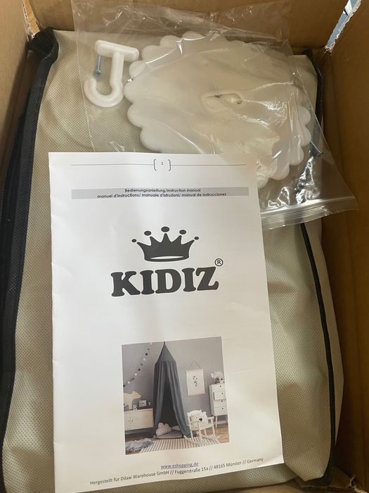 KIDIZ Baldachim do łóżka dla dzieci namiot tipi domek wiszący szary