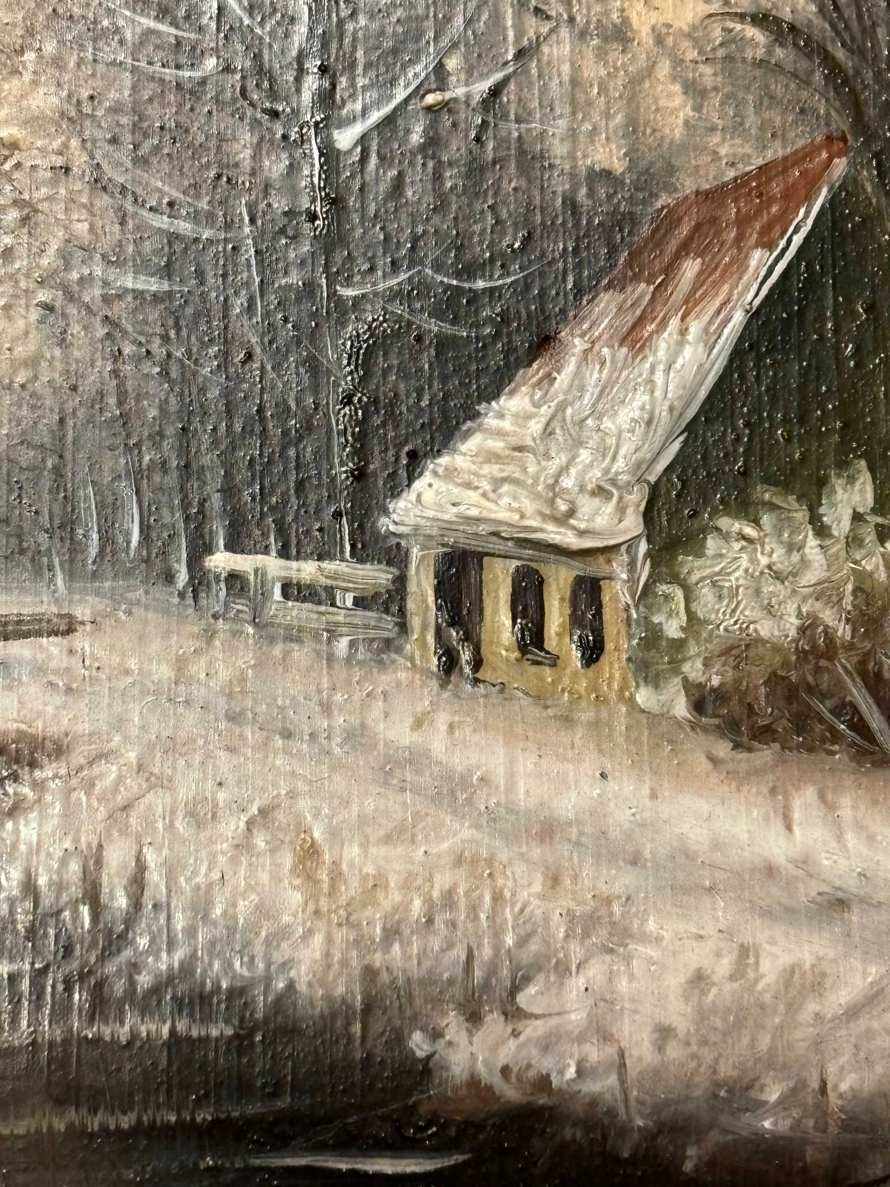 Obraz olejny, Pejzaż zimowy, sygn. Apol (Louis), XIX/XX w.