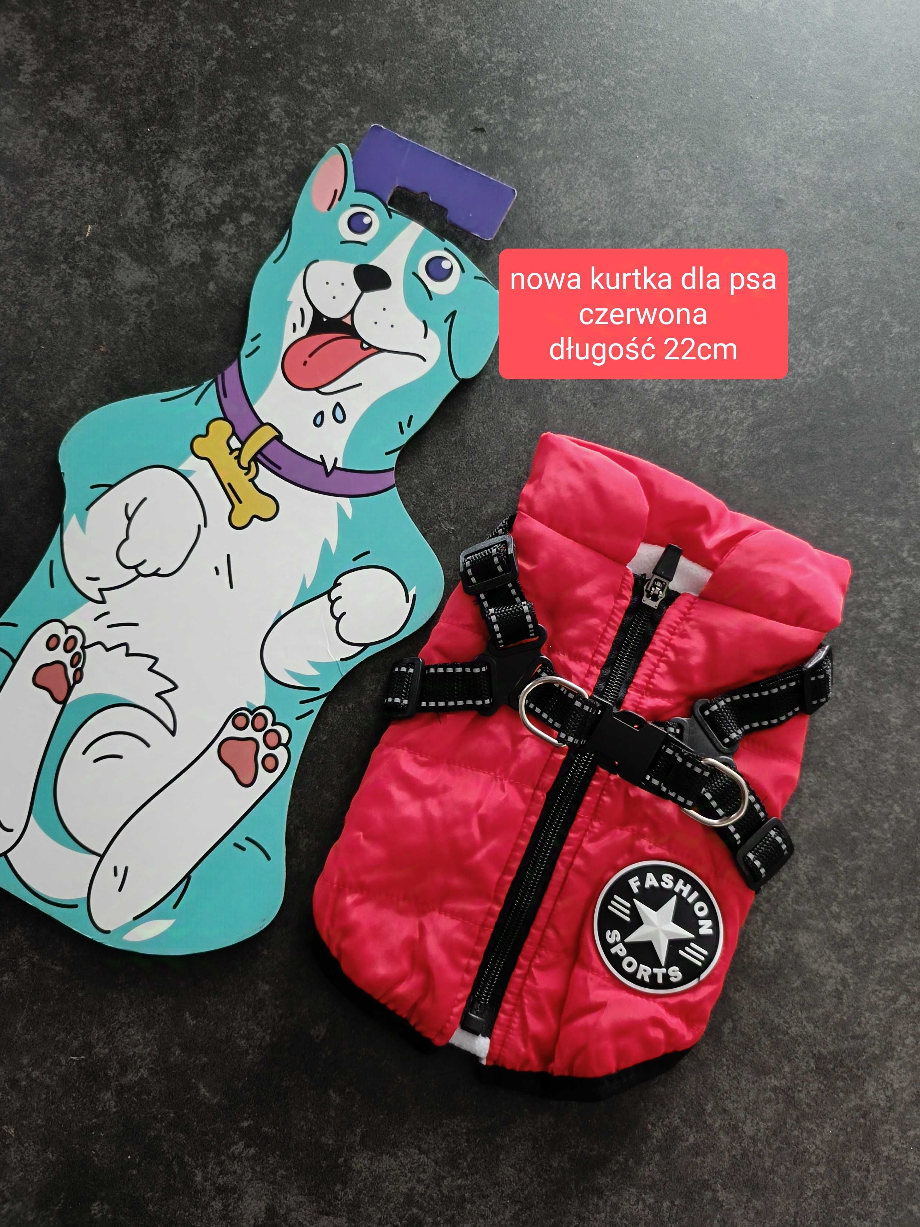 Nowy zimowy kombinezon dla psa z szelkami kurtka Kraków S 22cm