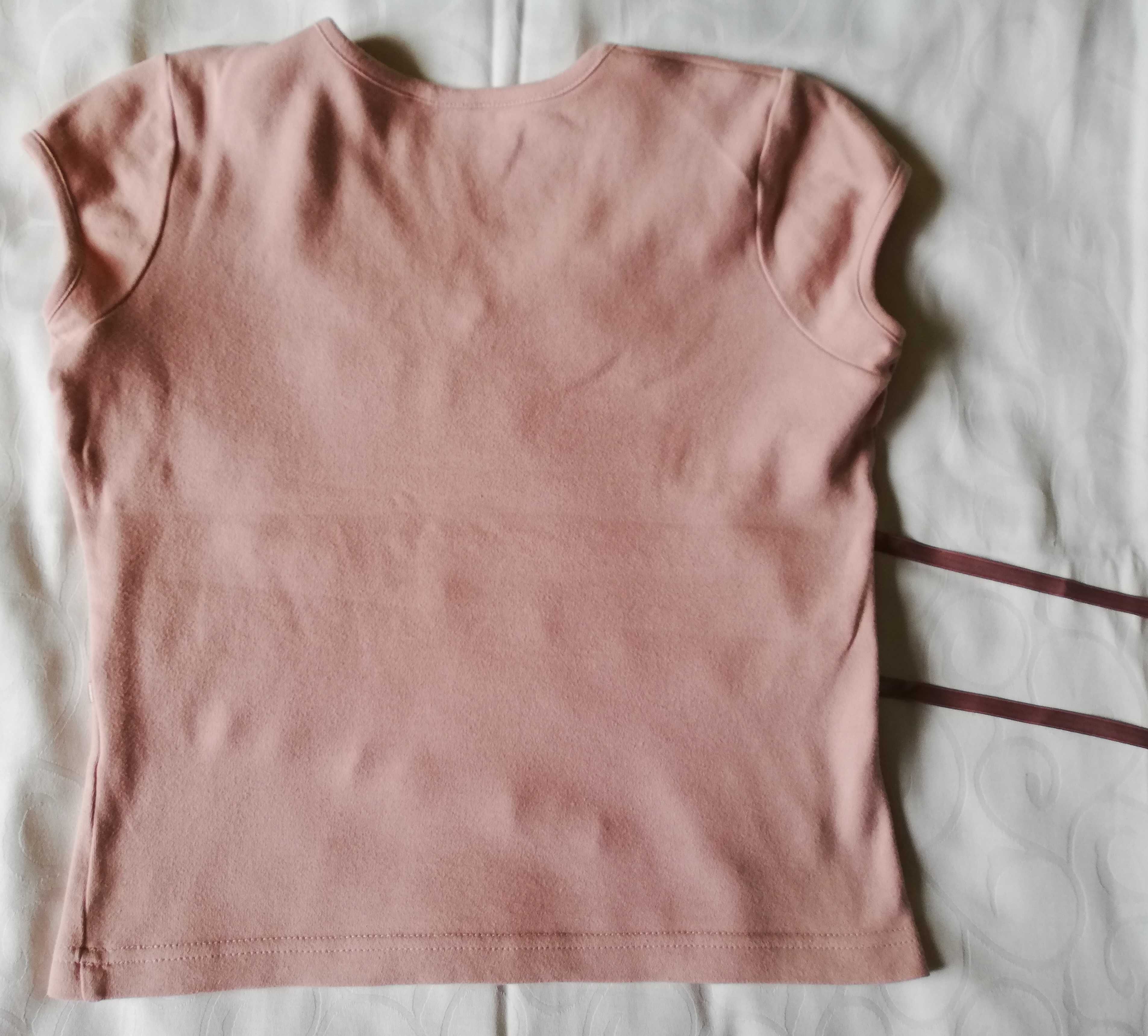 t-shirt damski 40 / L bluzka koszulka brudny róż koronki Atmosphere