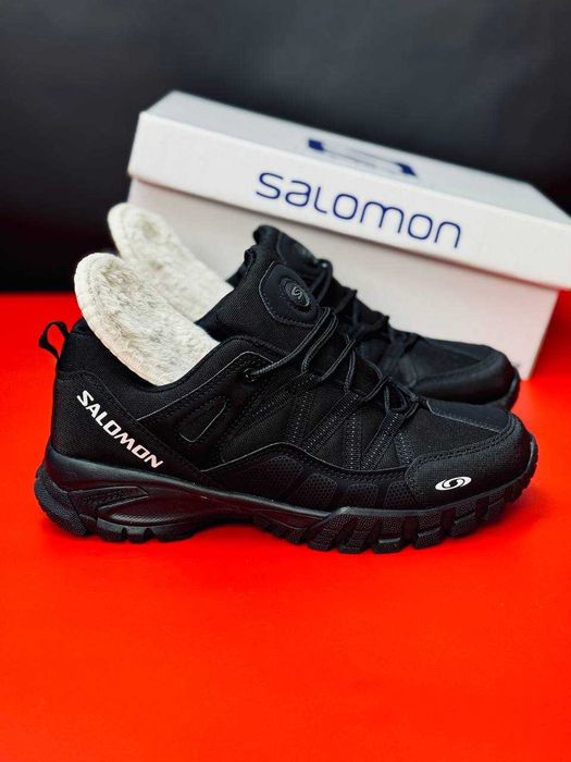 мужские зимние кросовки salomon черные +7-21 супер тёплые цена за пару