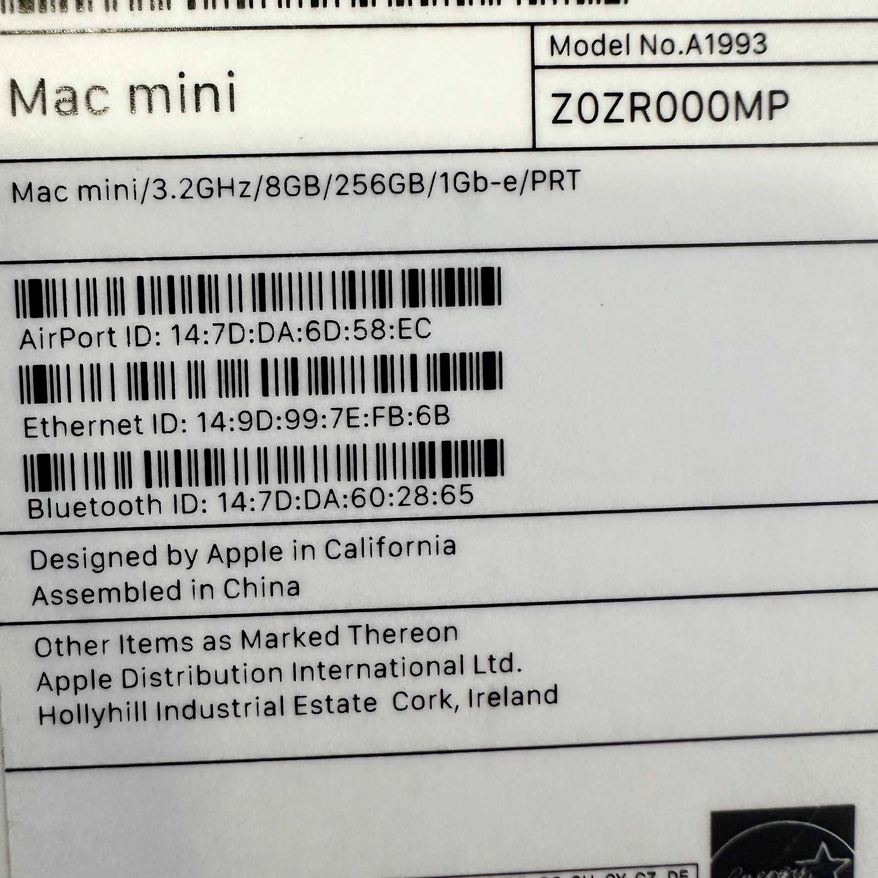 Mac Mini 8Gb 256Gb SSD i7