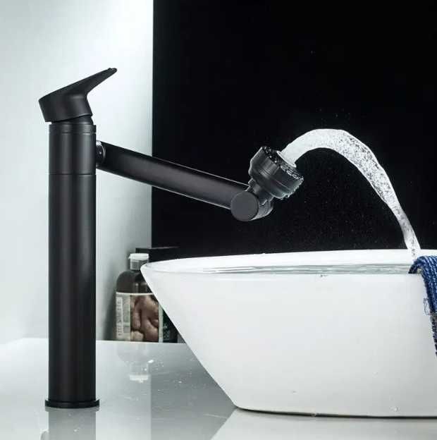Поворотный смеситель для ванны, краник трансформер, смеситель черный