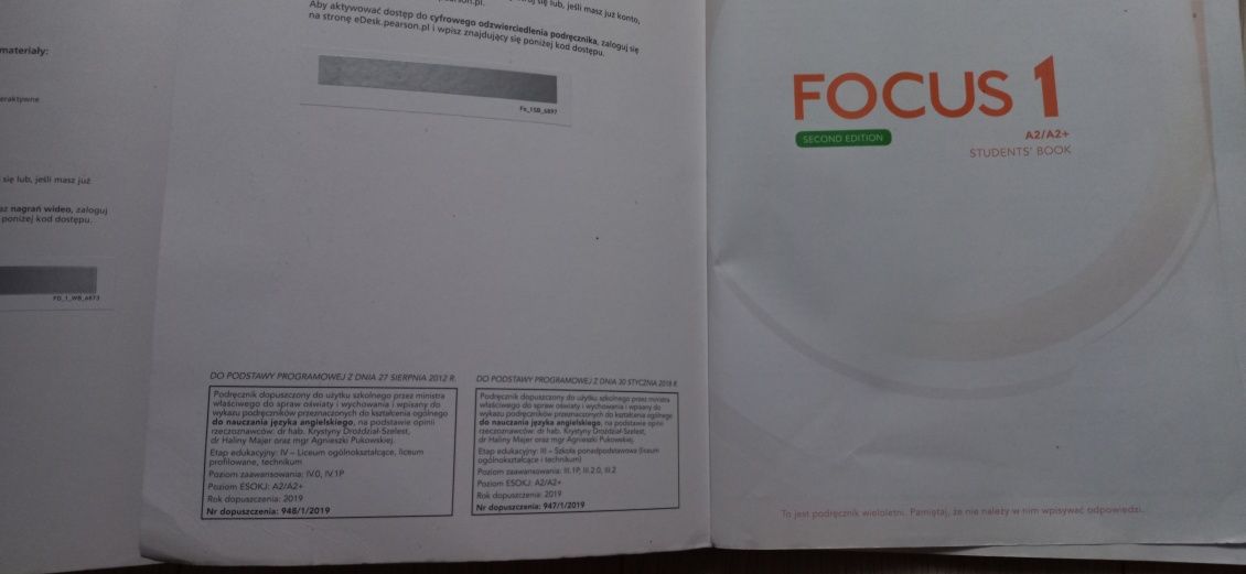 Podręcznik I ćwiczenia FOCUS I SECOND EDITION A2/A2+