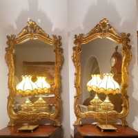 Par Espelhos de moldura dourada (d parede ou Credência Cómoda) Luís XV