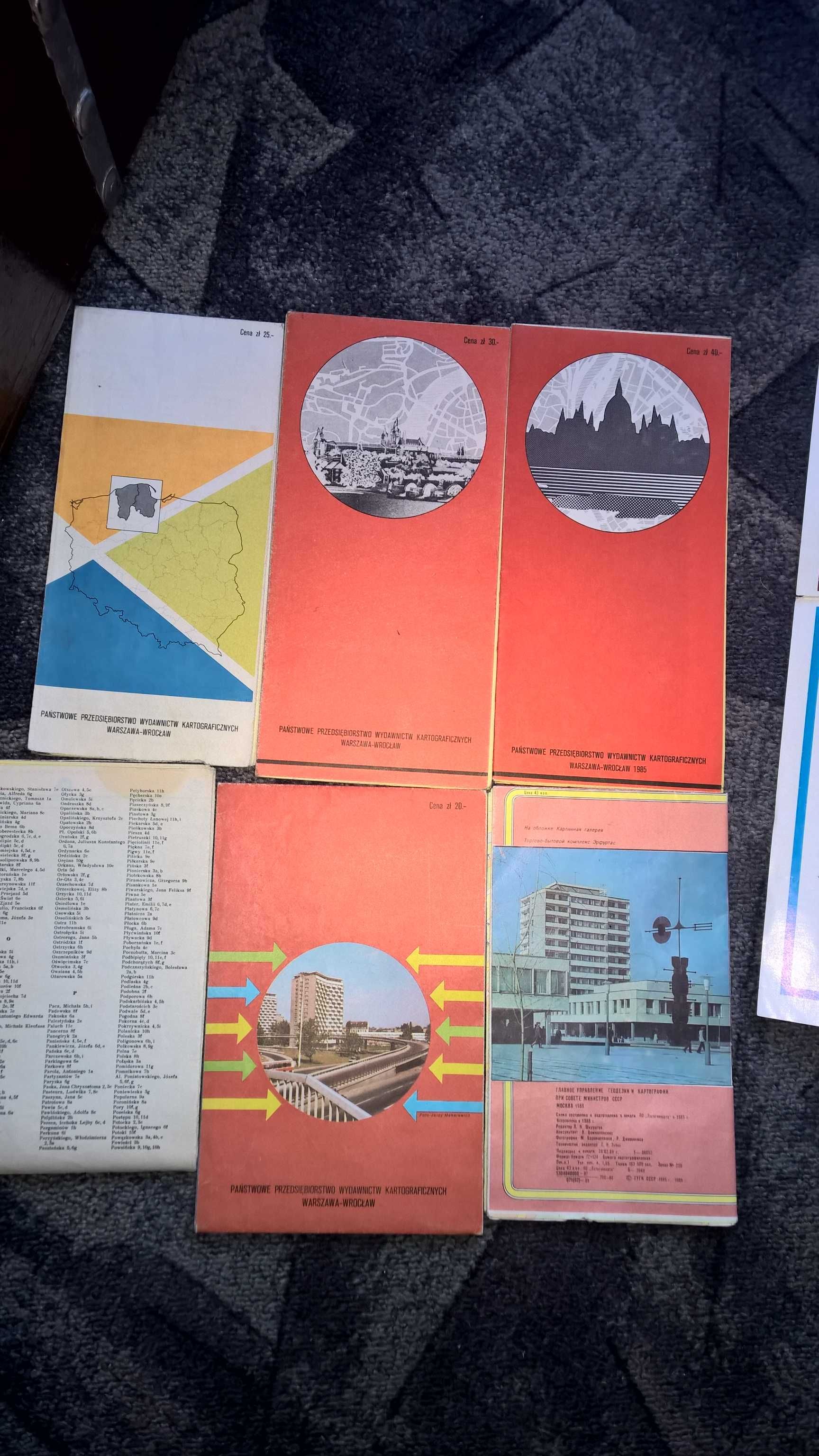 Stare mapy, plan Warszawy, DDR,Węgry, Czechosłowacja.