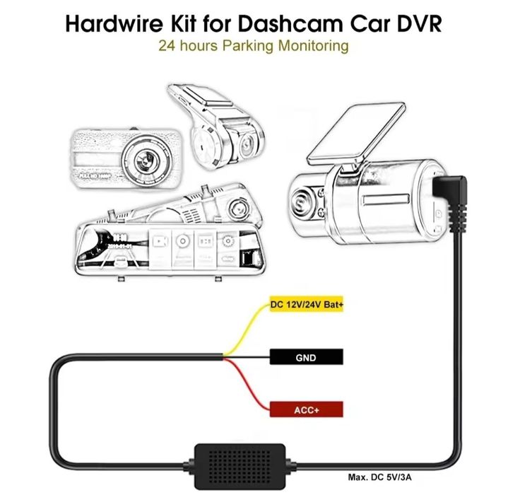 CarDash Cam wire - przewód trybu parkingowego/ ACU protect