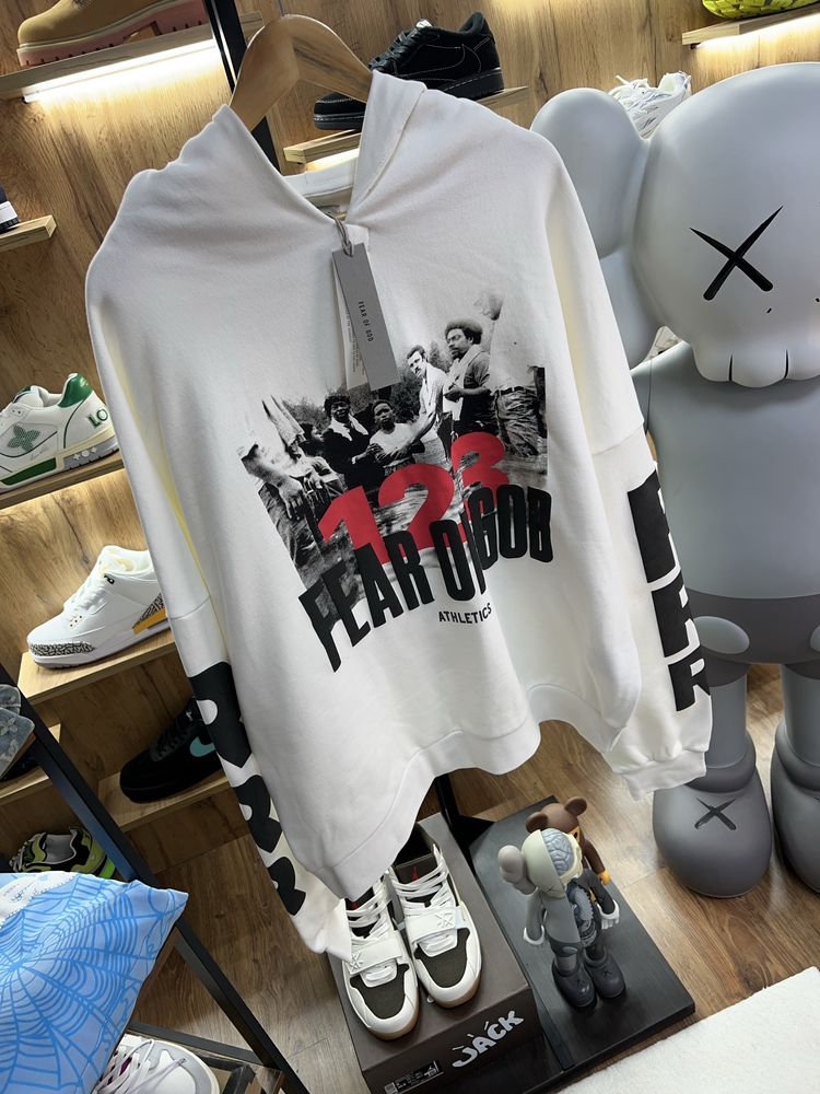 Худі Fear OF God x RRR123 Stop Running White