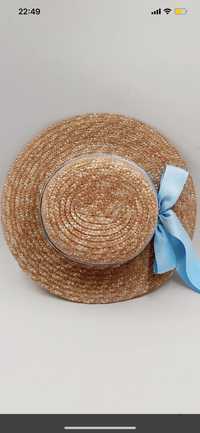 Класичне солом‘яне канотьє. Літній капелюх. Поле 4,5,6 см.