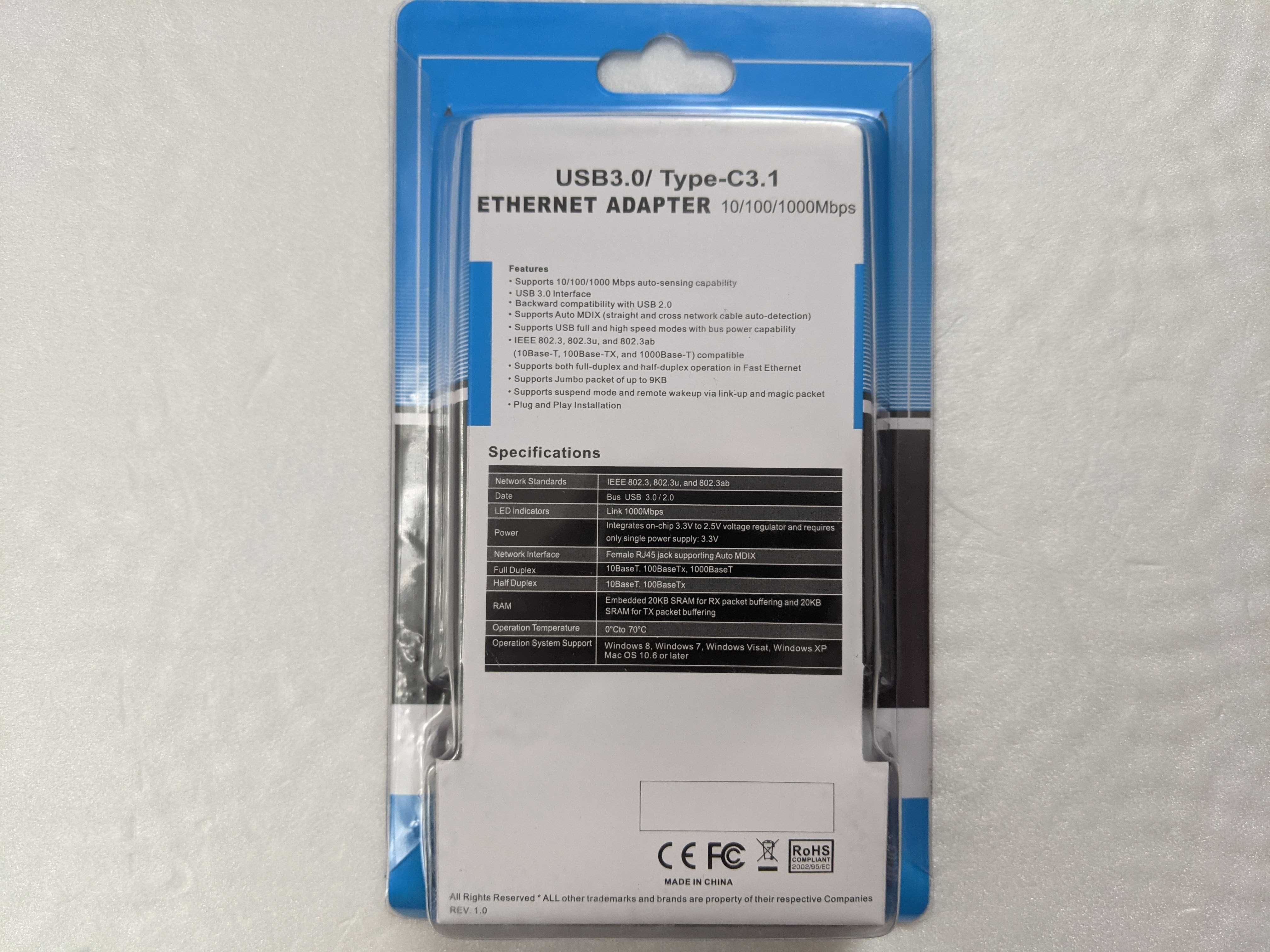USB 3.0 / 3.1 ETHERNET LAN / Гігабітна мережева (сетевая) карта 1Gbit