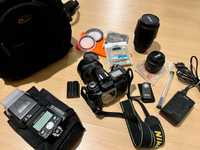 Pack Nikon D70 c/ Objetivas, Flash, Filtros e Mochila