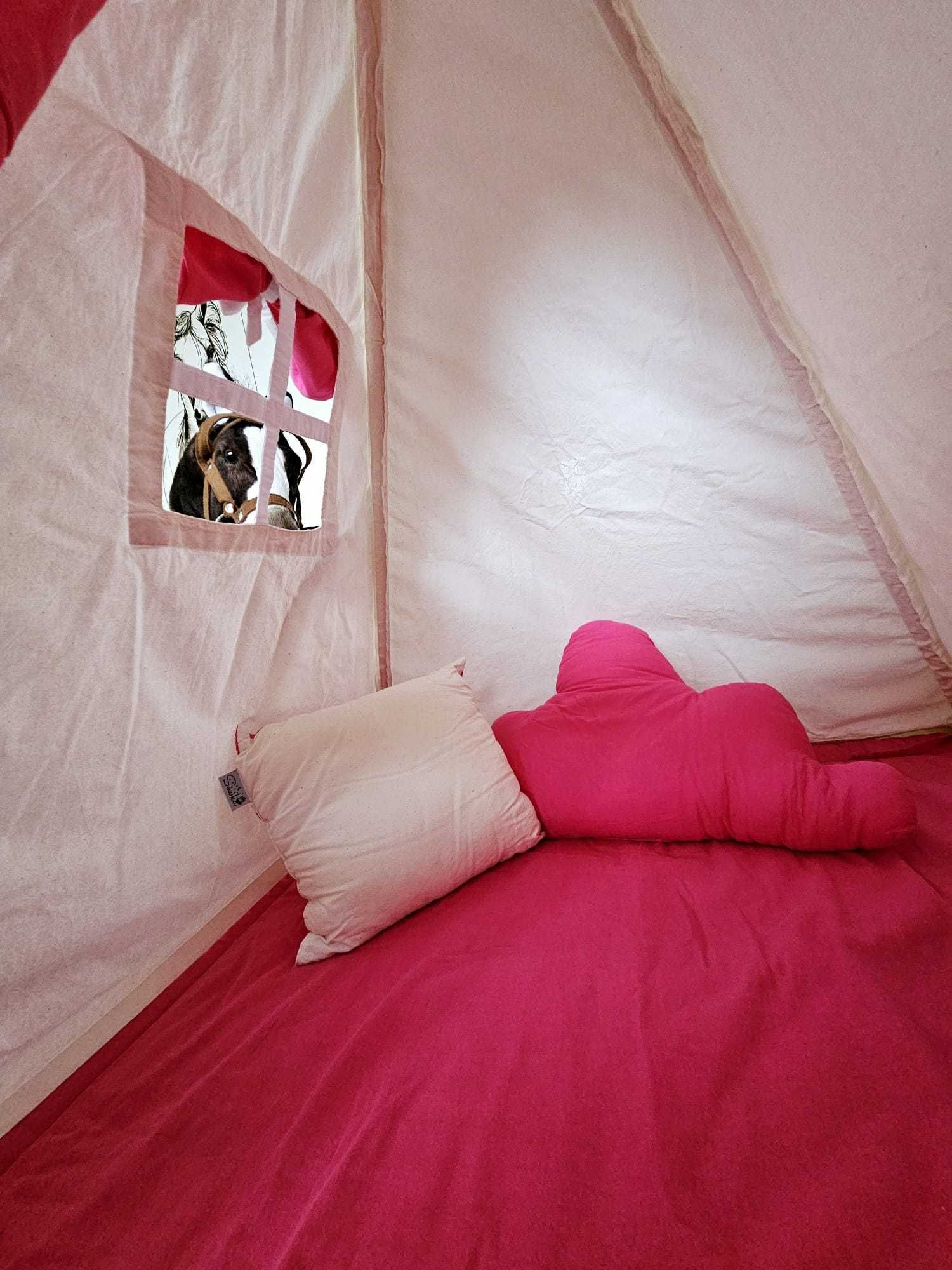 Namiot tipi Sówka kremowo różowy stan idealny