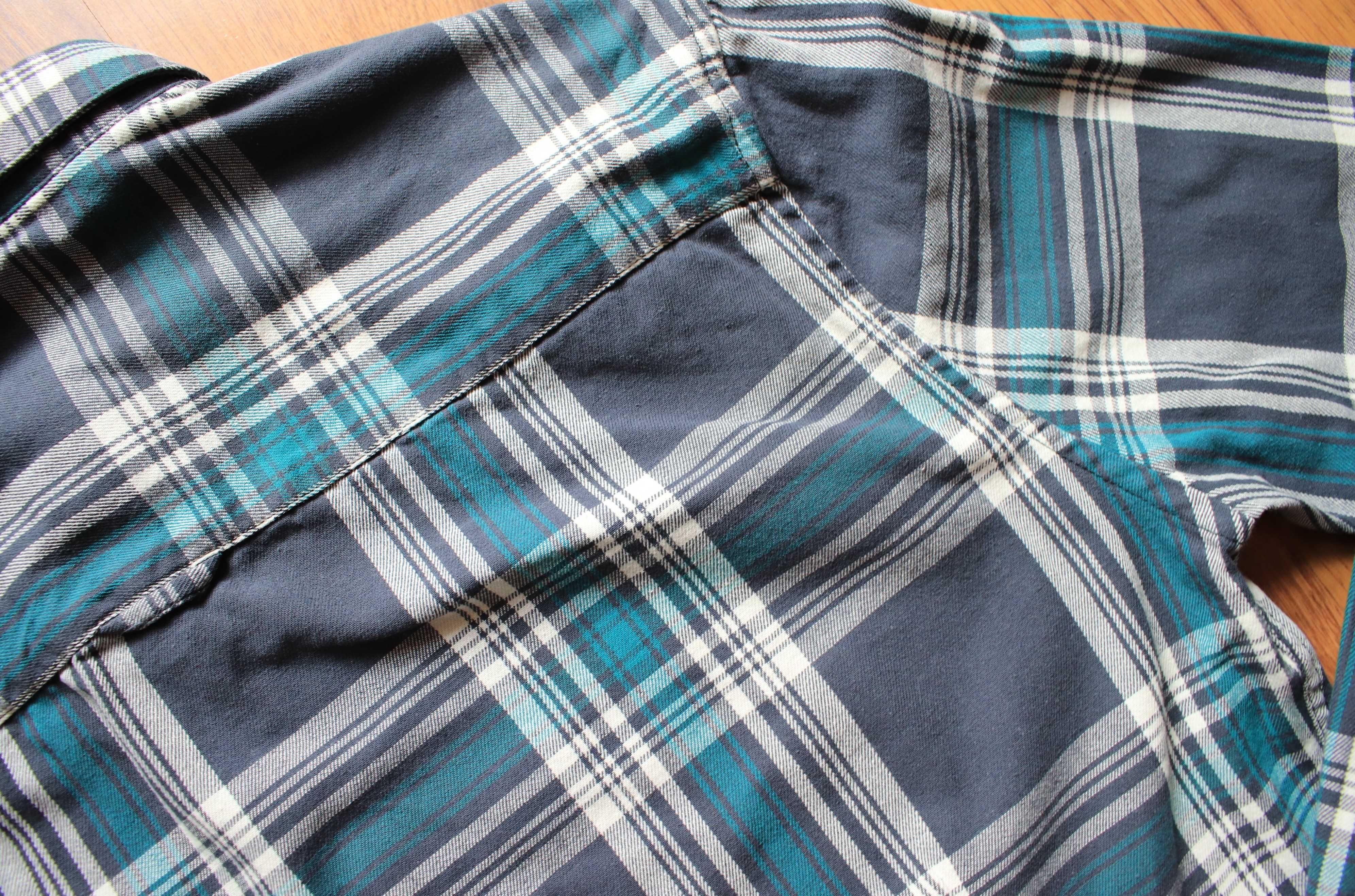 Koszula Asos Design wielokolor. w kratkę męska dł. rękaw bawełna r. L
