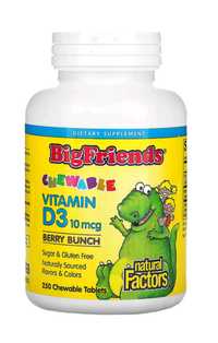 Витамин D3 400 МЕ для детей Big Friends, ягодный вкус 10 мкг 250 таб.