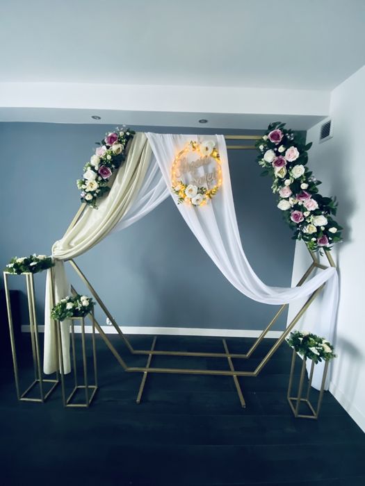 Ścianka weselna heksagon tło do zdjęć urodziny Komunia roczek