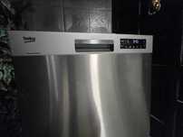 Zmywarka Beko 60 cm. Srebrna.Pod blat.LCD Gwar. 3 szuflada na sztućce